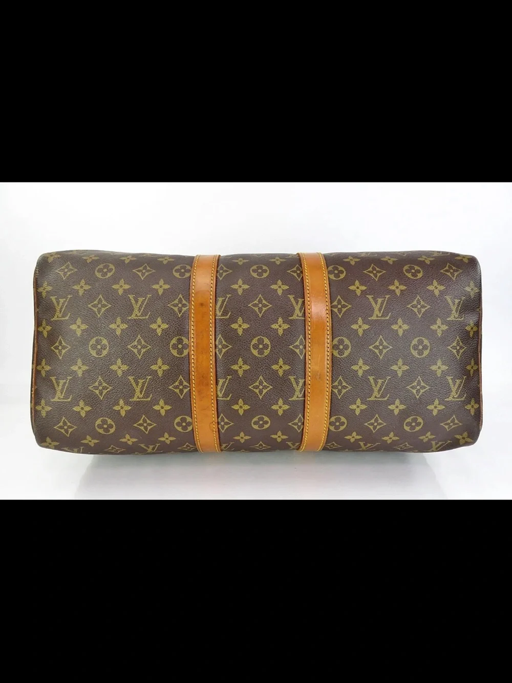 Louis Vuitton Brown Monogram Travel Duffel with Tan Leather Trim